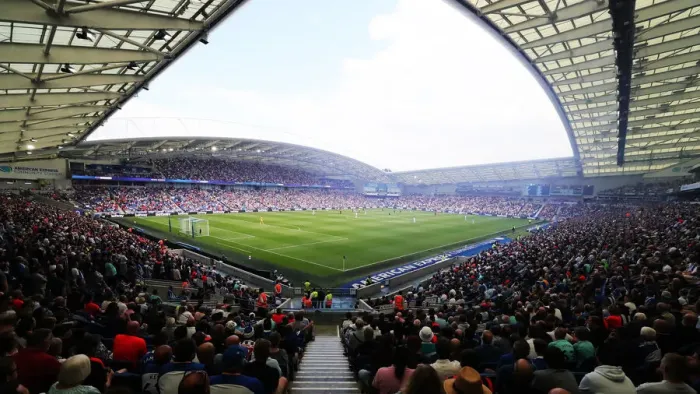 Framed Print : Brighton & Hove Albion vs Leeds United: A Premier League Battle at American Express Community Stadium (27-08-2022)