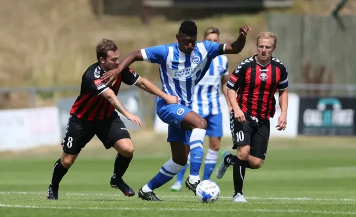 Framed Print : Brighton and Hove Albion vs Lewes: Pre-Season Friendly Clash at Dripping Pan (18th July 2015) Framed Print : Brighton and Hove Albion vs Lewes: Pre-Season Friendly Clash at Dripping Pan (18th July 2015)