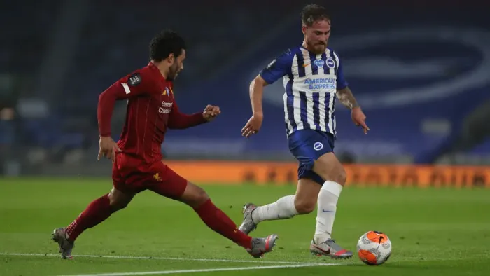 Framed Print : Brighton and Hove Albion vs Liverpool: Premier League Showdown at American Express Community Stadium (July 2020)