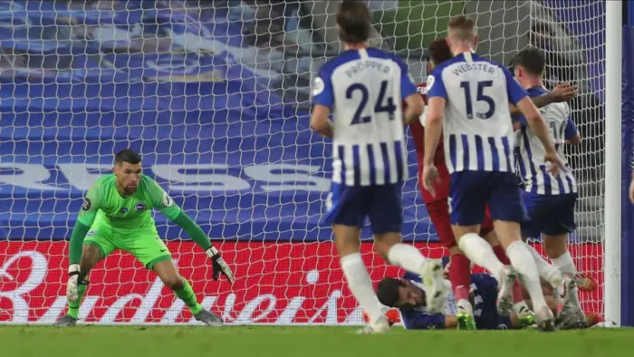 Framed Print : Brighton and Hove Albion vs Liverpool: Premier League Showdown at American Express Community Stadium (July 2020)