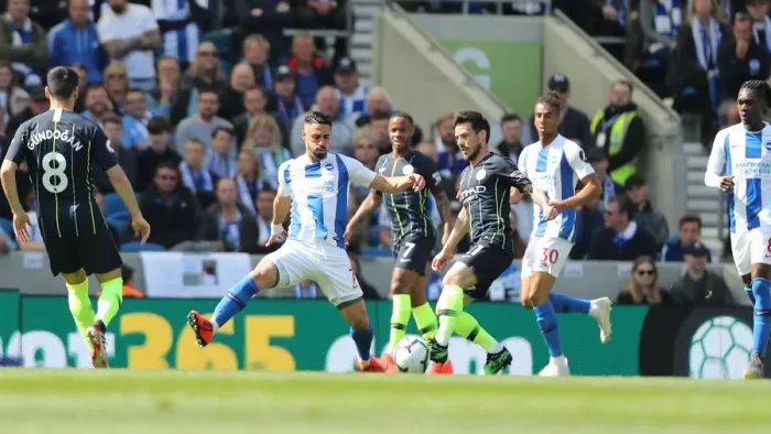 Framed Print : Brighton and Hove Albion vs Manchester City: Premier League Showdown at American Express Community Stadium (May 12, 2019)