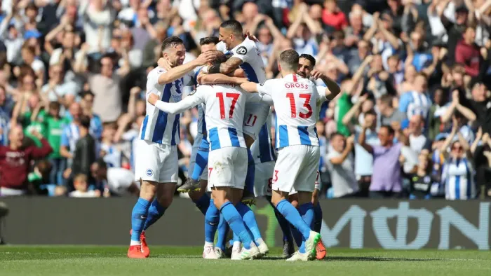 Framed Print : Brighton and Hove Albion vs Manchester City: Premier League Showdown at American Express Community Stadium (May 12, 2019)
