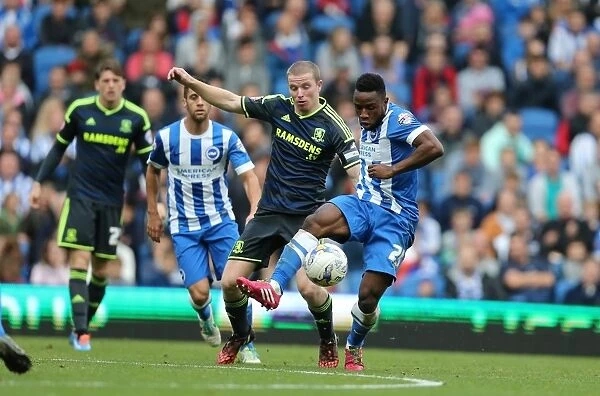 Brighton & Hove Albion vs Middlesbrough: Kazenga LuaLua Fights for Possession