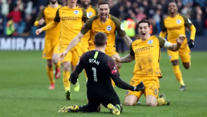 Framed Print : Brighton and Hove Albion vs. Millwall: FA Cup Quarterfinal Battle at The Den (17 March 2019)