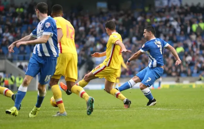 Framed Print : Brighton and Hove Albion vs Milton Keynes Dons: Sky Bet Championship Showdown at American Express Community Stadium (07.11.2015) Framed Print : Brighton and Hove Albion vs Milton Keynes Dons: Sky Bet Championship Showdown at American Express Community Stadium (07.11.2015)