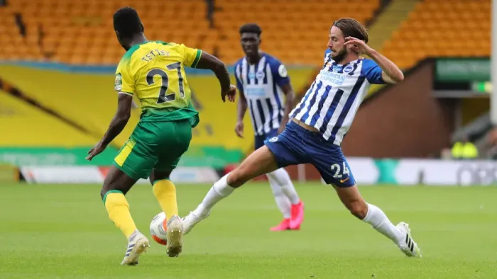 Framed Print : Brighton and Hove Albion vs. Norwich City: Premier League Battle at Carrow Road (04JUL20)