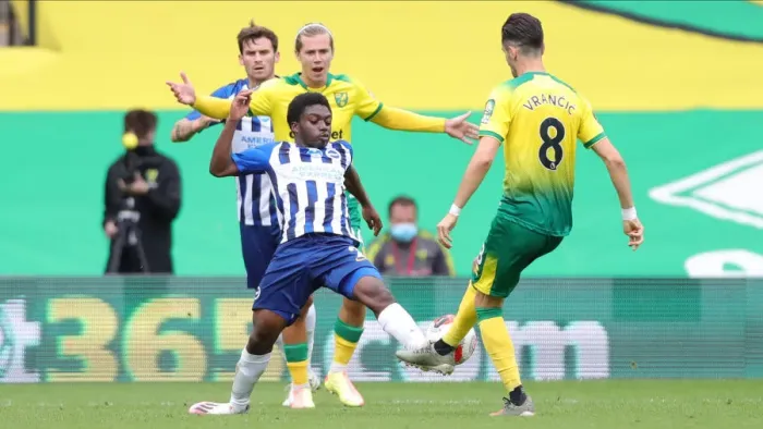 Framed Print : Brighton and Hove Albion vs. Norwich City: Premier League Battle at Carrow Road (04JUL20)