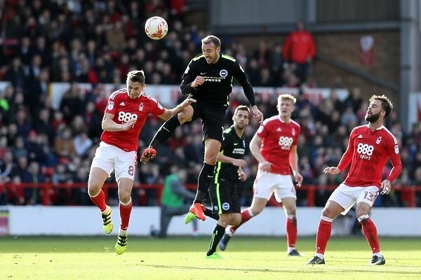 Brighton and Hove Albion vs. Nottingham Forest: EFL Sky Bet Championship Clash at City Ground (04MAR17) - Intense Action from the Football Pitch
