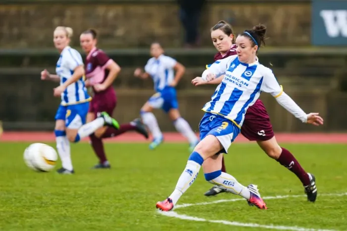 Framed Print : Brighton & Hove Albion vs. Portsmouth: A 2013-14 Women's Football Battle