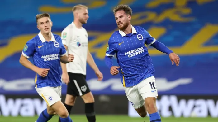 Framed Print : Brighton and Hove Albion vs Portsmouth: Carabao Cup Showdown at American Express Community Stadium (17SEP20) Framed Print : Brighton and Hove Albion vs Portsmouth: Carabao Cup Showdown at American Express Community Stadium (17SEP20)
