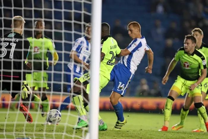 Framed Print : Brighton and Hove Albion vs. Reading: EFL Cup Battle at American Express Community Stadium (2016) Framed Print : Brighton and Hove Albion vs. Reading: EFL Cup Battle at American Express Community Stadium (2016)