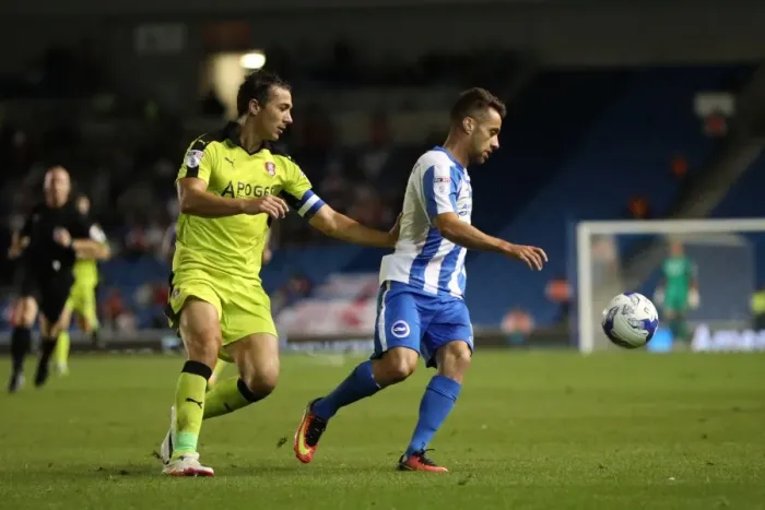 Framed Print : Brighton and Hove Albion vs Rotherham United: EFL Sky Bet Championship Showdown at American Express Community Stadium (August 16, 2016)