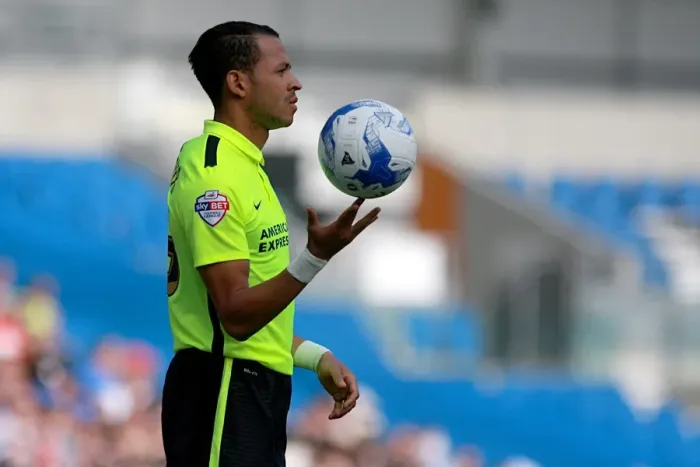 Framed Print : Brighton & Hove Albion vs Sevilla: Liam Rosenior in Action