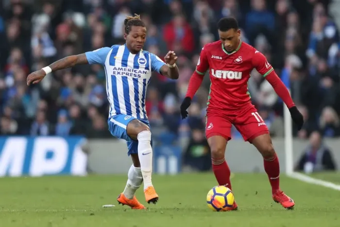 Framed Print : Brighton and Hove Albion vs Swansea City: Premier League Showdown at American Express Community Stadium (24Feb18)