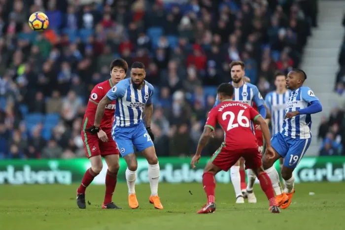 Framed Print : Brighton and Hove Albion vs Swansea City: A Premier League Clash at American Express Community Stadium (24FEB18)