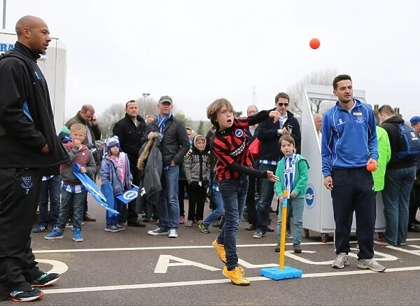 Brighton & Hove Albion vs. Watford: Unlikely Cricket Interlude Featuring Sharky and Tymal Mills during Sky Bet Championship Match