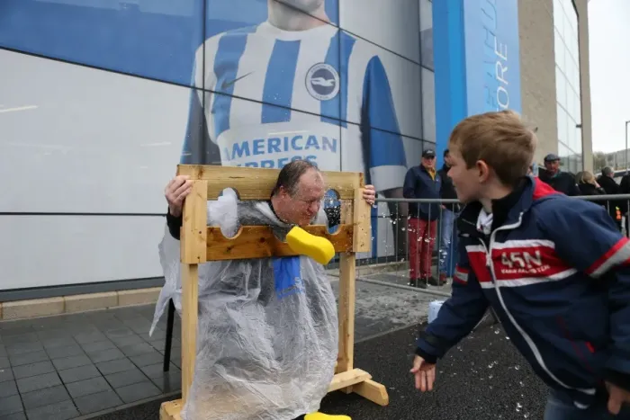 Framed Print : Brighton and Hove Albion vs. Watford: Guy Butters in the Stocks - Sky Bet Championship Clash (25APR15) Framed Print : Brighton and Hove Albion vs. Watford: Guy Butters in the Stocks - Sky Bet Championship Clash (25APR15)