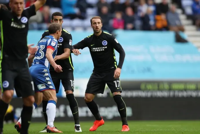 Framed Print : Brighton and Hove Albion vs. Wigan Athletic: A Battle in the 2016-17 Season (October 22, 2016)