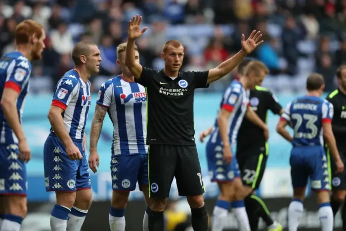 Framed Print : Brighton & Hove Albion vs. Wigan Athletic: A Battle from Season 2016-17 - 22nd October 2016