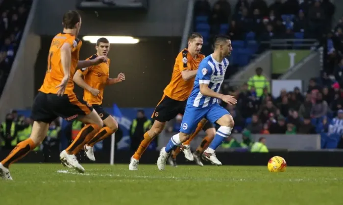 Framed Print : Brighton & Hove Albion vs. Wolverhampton Wanderers: A Battle in the Sky Bet Championship (01 / 01 / 2016) Framed Print : Brighton & Hove Albion vs. Wolverhampton Wanderers: A Battle in the Sky Bet Championship (01 / 01 / 2016)