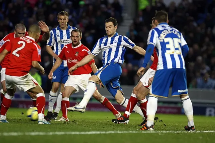 Framed Print : Brighton & Hove Albion vs. Wrexham (FA Cup), January 7, 2011 Framed Print : Brighton & Hove Albion vs. Wrexham (FA Cup), January 7, 2011