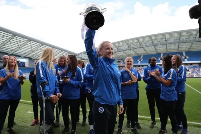 Framed Print : Brighton and Hove Albion Women Lift Trophy Ahead of EFL Sky Bet Championship Clash with SS Lazio (31JUL16) Framed Print : Brighton and Hove Albion Women Lift Trophy Ahead of EFL Sky Bet Championship Clash with SS Lazio (31JUL16)