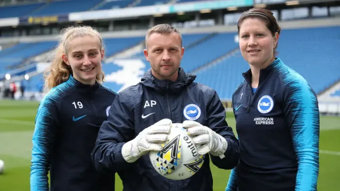 Framed Print : Brighton and Hove Albion Women vs. Arsenal Women: WSL Clash at American Express Community Stadium (29APR19) - Intense Match Action