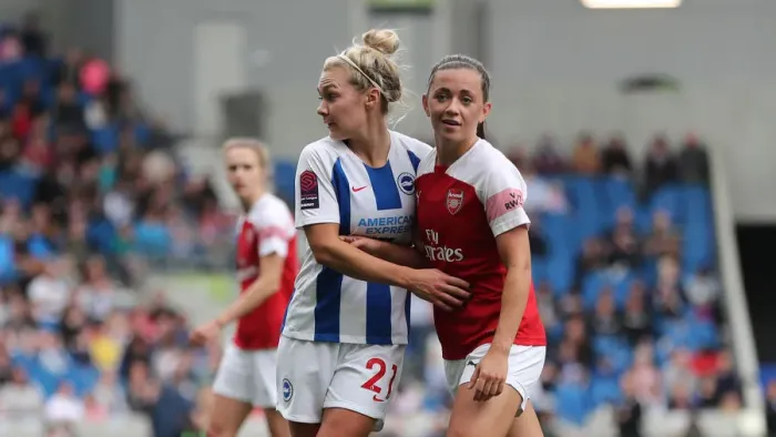 Framed Print : Brighton and Hove Albion Women vs. Arsenal Women: WSL Clash at American Express Community Stadium (29APR19) - Intense Match Action Framed Print : Brighton and Hove Albion Women vs. Arsenal Women: WSL Clash at American Express Community Stadium (29APR19) - Intense Match Action