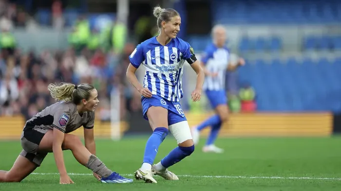 Framed Print : Brighton & Hove Albion Women vs. Tottenham Hotspur Women: A Premier League Showdown at Amex Stadium (15th October 2023)