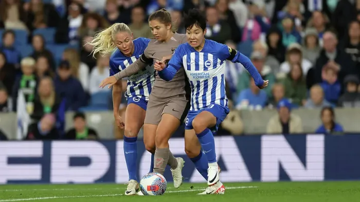 Framed Print : Brighton & Hove Albion Women vs. Tottenham Hotspur Women: A Premier League Showdown at Amex Stadium (15th October 2023) Framed Print : Brighton & Hove Albion Women vs. Tottenham Hotspur Women: A Premier League Showdown at Amex Stadium (15th October 2023)