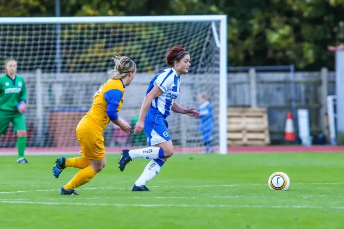 Framed Print : Brighton & Hove Albion Women vs. Gillingham: 2013-14 Season - A Battle on the Pitch Framed Print : Brighton & Hove Albion Women vs. Gillingham: 2013-14 Season - A Battle on the Pitch