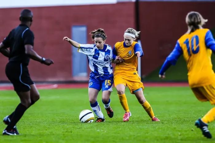 Framed Print : Brighton & Hove Albion Women vs. Gillingham: 2013-14 Season - A Clash in the FA WSL Framed Print : Brighton & Hove Albion Women vs. Gillingham: 2013-14 Season - A Clash in the FA WSL