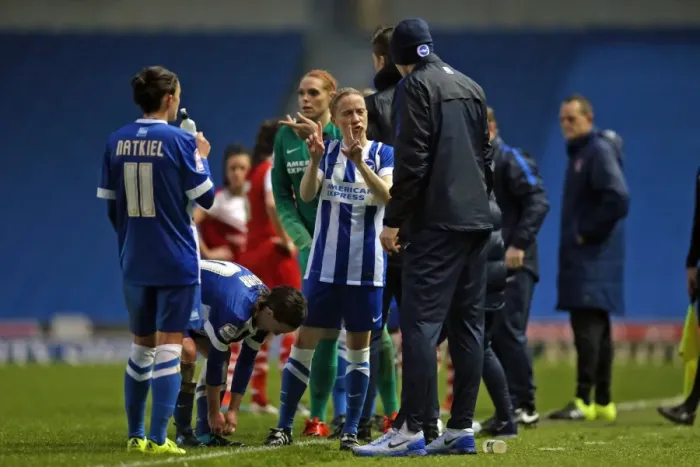 Framed Print : Brighton & Hove Albion Women vs Charlton Athletic Ladies: FA Womens Premier League Showdown at American Express Community Stadium (December 2015)