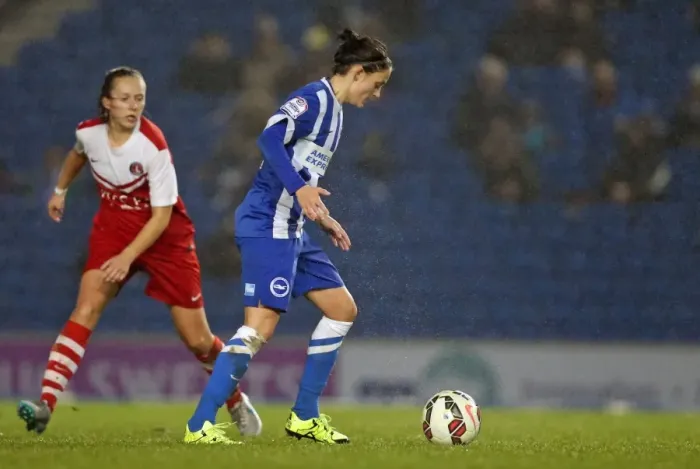 Framed Print : Brighton & Hove Albion Women vs Charlton Athletic Ladies: FA Womens Premier League Showdown at American Express Community Stadium (December 2015)