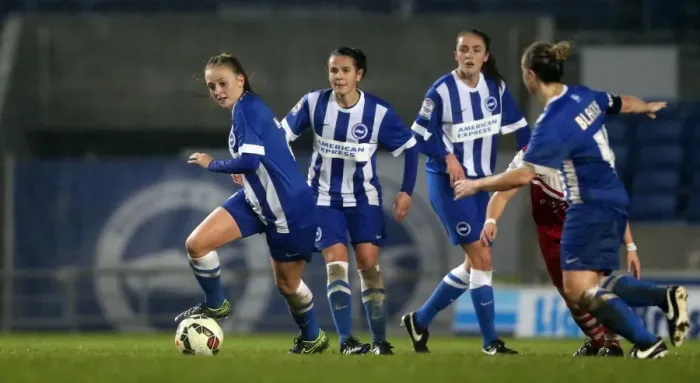 Framed Print : Brighton & Hove Albion Women vs Charlton Athletic Ladies: FA Womens Premier League Showdown at American Express Community Stadium (December 2015)