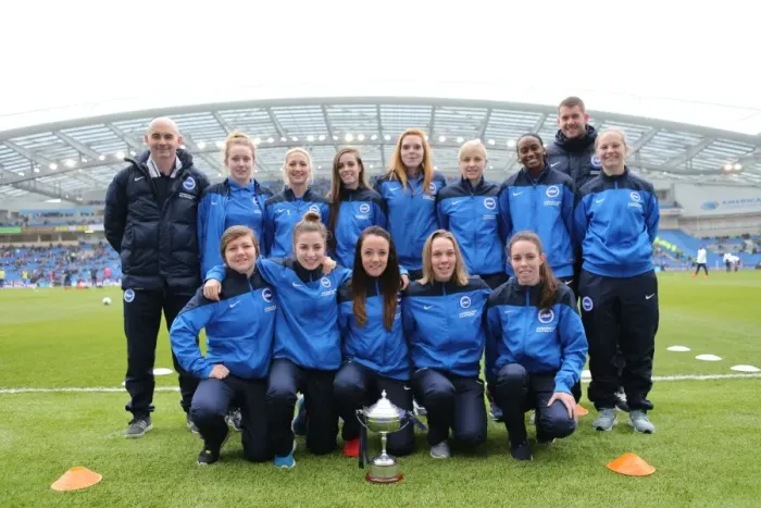 Framed Print : Brighton and Hove Albion Women vs Norwich City: Sky Bet Championship Showdown at American Express Community Stadium (April 2015)
