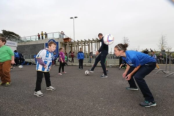 Brighton and Hove Albion Women's Team: Empowering the Next Generation in the Fanzone before the Big Match vs. Middlesbrough (18OCT14)