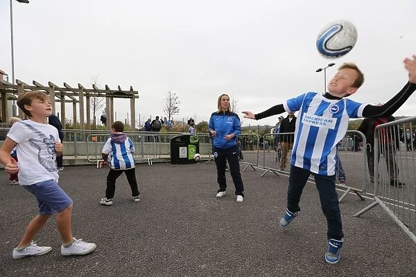 Brighton and Hove Albion Women's Team: Empowering the Next Generation at the Fanzone Ahead of the Big Match vs. Middlesbrough (18th October 2014)