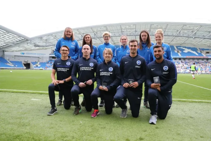 Framed Print : Brighton and Hove Albion Women's Team Celebrates Trophy Victory Ahead of EFL Sky Bet Championship Match vs. SS Lazio (31JUL16) Framed Print : Brighton and Hove Albion Women's Team Celebrates Trophy Victory Ahead of EFL Sky Bet Championship Match vs. SS Lazio (31JUL16)