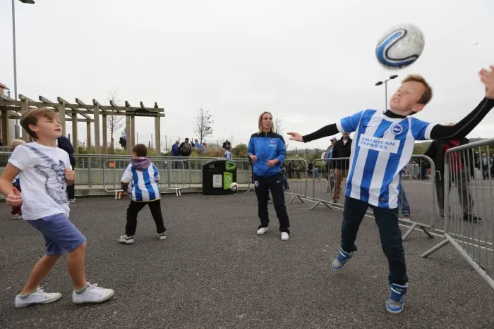Framed Print : Brighton and Hove Albion Women's Team: Empowering the Next Generation at the Fanzone Ahead of the Big Match vs. Middlesbrough (18th October 2014) Framed Print : Brighton and Hove Albion Women's Team: Empowering the Next Generation at the Fanzone Ahead of the Big Match vs. Middlesbrough (18th October 2014)
