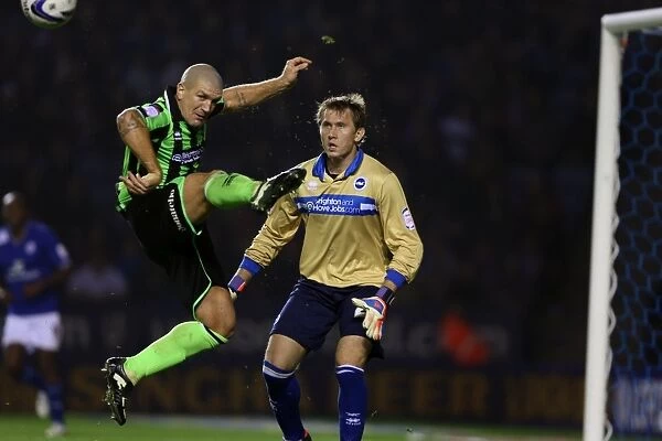 Brighton & Hove Albion's Adam El-Abd Clears the Ball during Leicester City vs Brighton, Npower Championship (October 23, 2012)