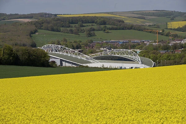 Brighton and Hove Albion's Amex Stadium Amidst Rapeseed Fields, May 2018
