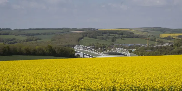 Framed Print : Brighton and Hove Albion's Amex Stadium Amidst Rapeseed Fields, May 2018 Framed Print : Brighton and Hove Albion's Amex Stadium Amidst Rapeseed Fields, May 2018