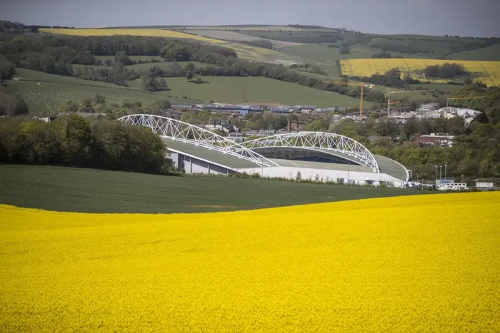 Framed Print : Brighton and Hove Albion's Amex Stadium Amidst Rapeseed Fields, May 2018