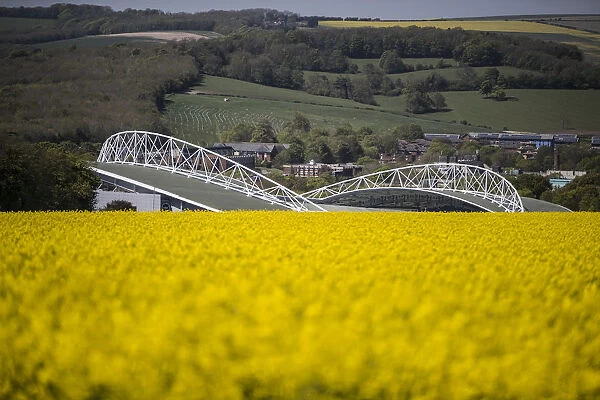 Brighton and Hove Albion's Amex Stadium Amidst a Sea of Rapeseed Fields, May 2018