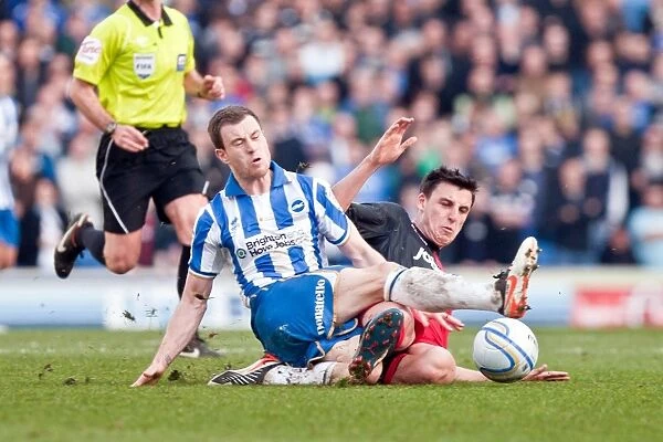 Brighton & Hove Albion's Ashley Barnes in Action Against Portsmouth, Championship Clash at Amex Stadium (March 10, 2012)