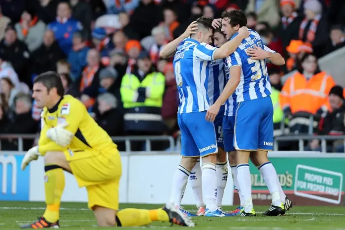 Framed Print : Brighton & Hove Albion's Ashley Barnes Scores First Goal: 1-0 Lead over Blackpool (October 27, 2012) Framed Print : Brighton & Hove Albion's Ashley Barnes Scores First Goal: 1-0 Lead over Blackpool (October 27, 2012)