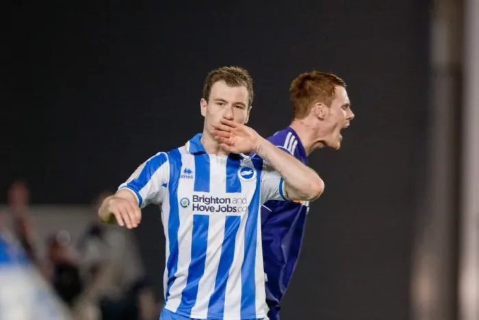 Framed Print : Brighton & Hove Albion's Ashley Barnes Scores the Second Goal against Derby County in the NPower Championship Match, Amex Stadium, March 20, 2012 Framed Print : Brighton & Hove Albion's Ashley Barnes Scores the Second Goal against Derby County in the NPower Championship Match, Amex Stadium, March 20, 2012