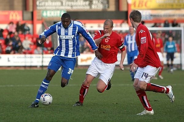 Brighton & Hove Albion's Baz Savage in Intense Action Against Crewe Alexandra (3rd March 2007)