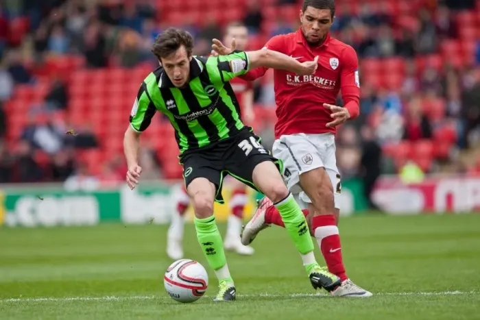 Framed Print : Brighton & Hove Albion's Will Buckley in Action at Barnsley's Oakwell Stadium, Npower Championship, 28th April 2012